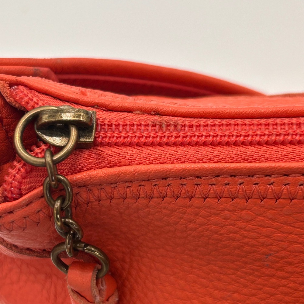 The Sak Iris Orange Pebbled Leather Shoulder Bag Hobo Zip Top 12162 - Picture 6 of 14